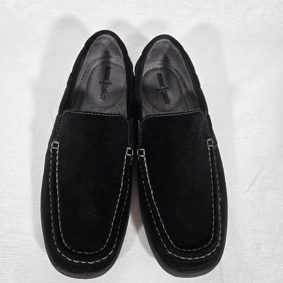 MINNETONKA Old Money BLACK Suede Leather Mocs Loafers Penny Driver Men's Size 9. - Picture 4 of 17